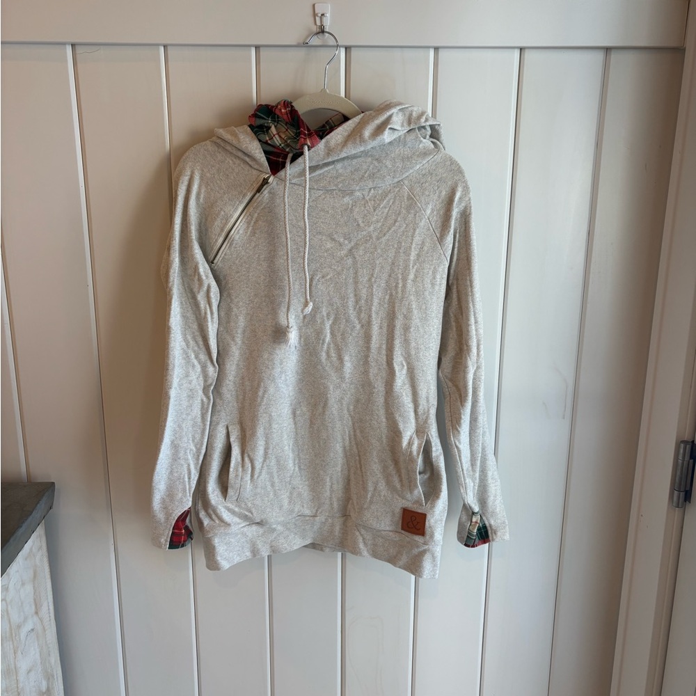 Women’s Christmas plaid Gray Hoodie
